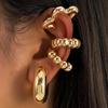 Punk Gold Silver Color Resin Clip Earring for Women Geometric Round Bead No Piercing Fake Cartilage Ear Cuff Jewelry Accessories
