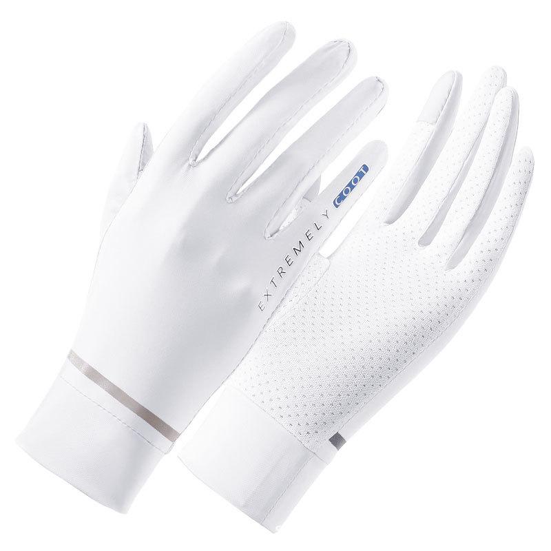 Summer Ice Silk Gloves Sunscreen Women Cool Two-Finger Cycling Slender Driving Thin Breathable Cool Outdoor Touch Screen Gloves