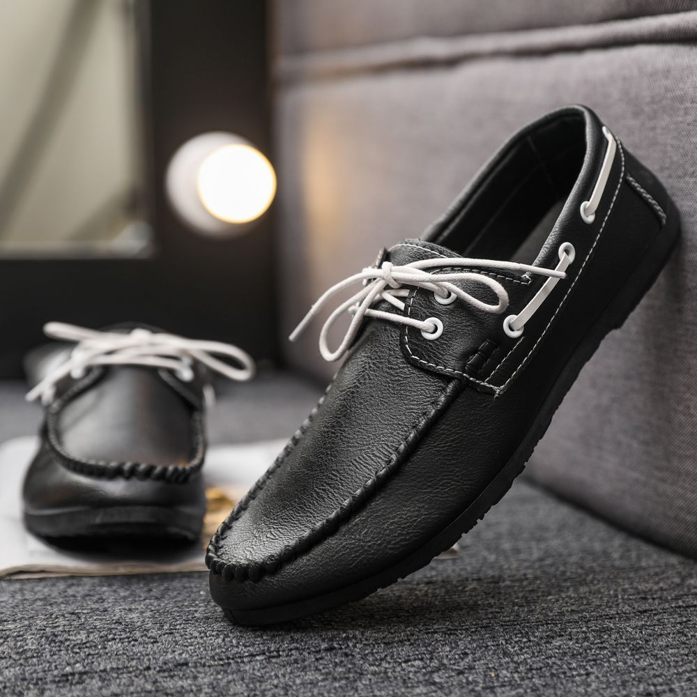 Flat Round Toe Loafers Leather Shoes for Men High Quality Fashion Comfortable Classic Original 2025 Trend Adults Man Casual Shoe