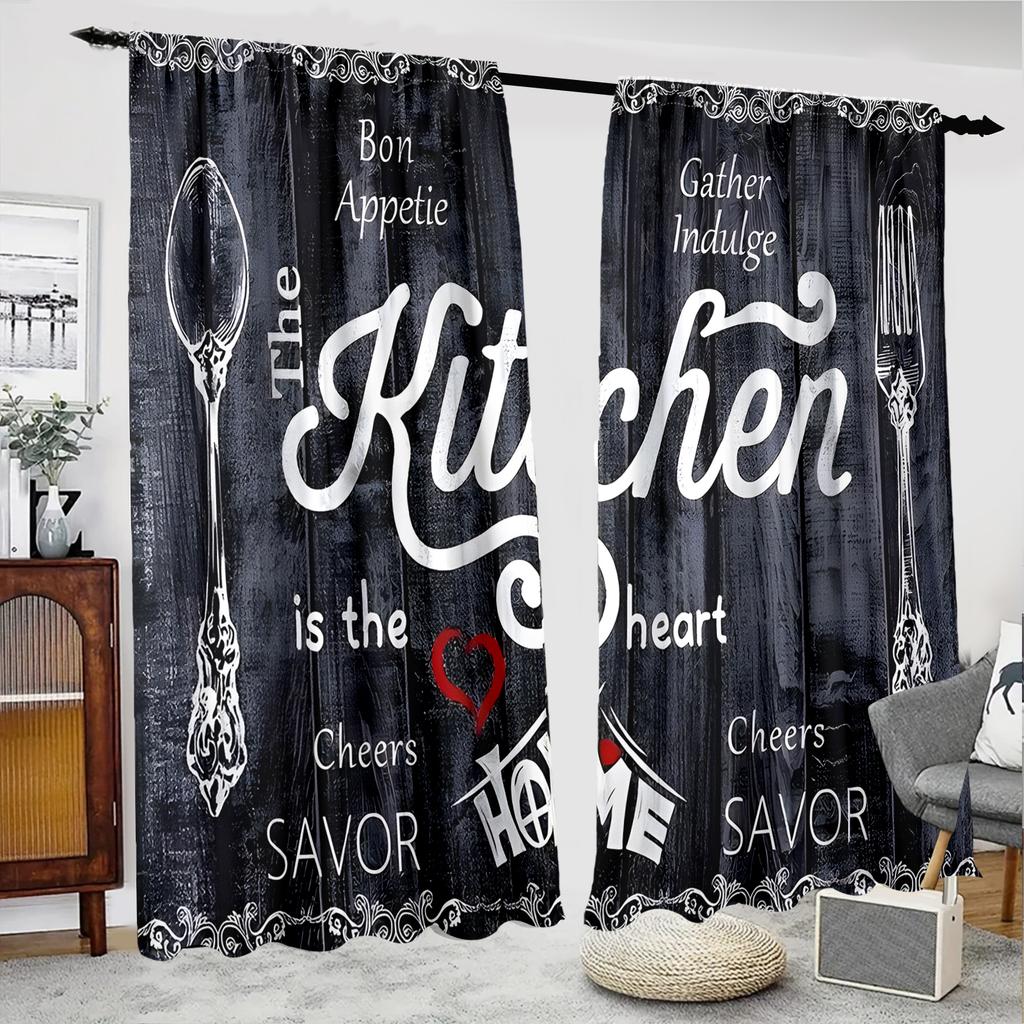 Kitchenware patterned printed curtains, Christmas decorations, bedroom and living room, home decoration, room decoration