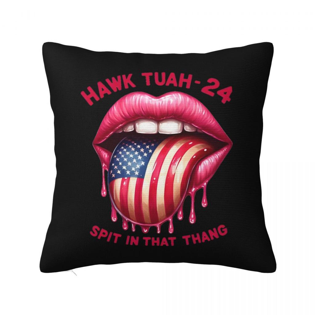 Hawk Tuah 24 Square Pillow Covers Polyester Room Cushion Case Cool Throw Pillow Case 4545