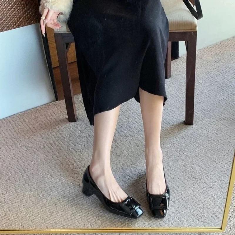 

Woman Trend Designer Square Buckle Heels for Women Luxury Brand Pumps Square Toe High Heels Fashion Party Elegant Ladies Shoes 40 чорний