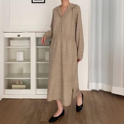 New Arrivals Open Run Loose Fit Pullover Midi Long Sleeve Knit Dress
