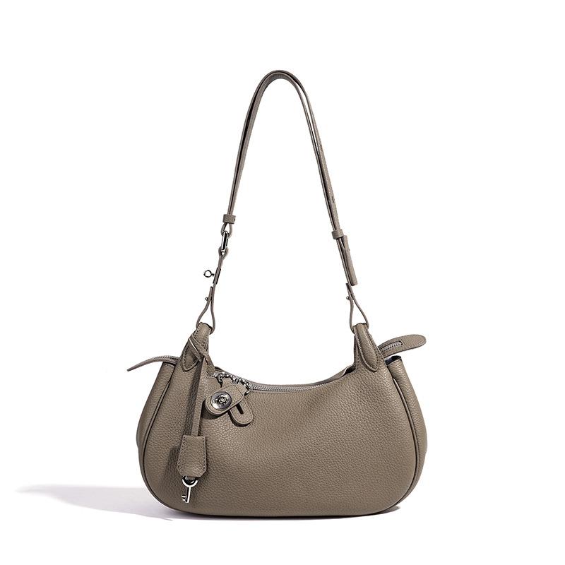Crescent moon hand-held underarm bag women's candy color temperament versatile work commuter leather shoulder bag