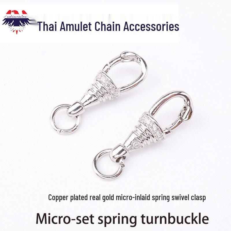 Thailand Amulet Chain with Zircon-Embedded Rotating Quick Release Lobster Clasp