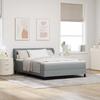 Box Spring Bed with Headboard Light Gray 140 X 200 Cm Fabric