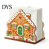Santa Claus Tissue Organizer Christmas Wooden Holder, Napkin Dispenser with Gingerbread House Elk Seasonal Dining Table Accessory Pattern, Decorative