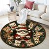 Cats and Santa Claus Round Area Rug,Carpet Rug for Living Room Bedroom Sofa Playroom Decor,Non-slip Floor Mat