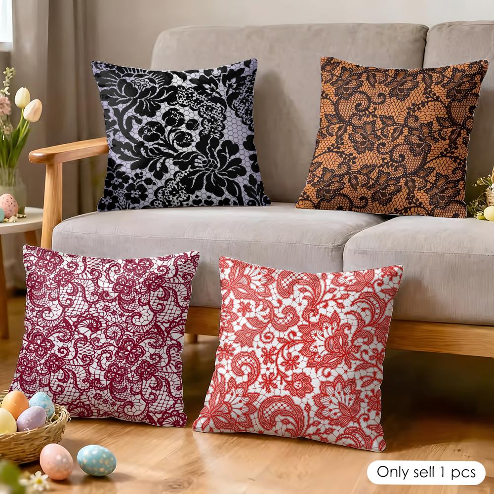 Lace Flower Cushion Cover Soft Plush Fabric DoubleSided Printed Cushion Covers for All Seasons Modern Home Decor