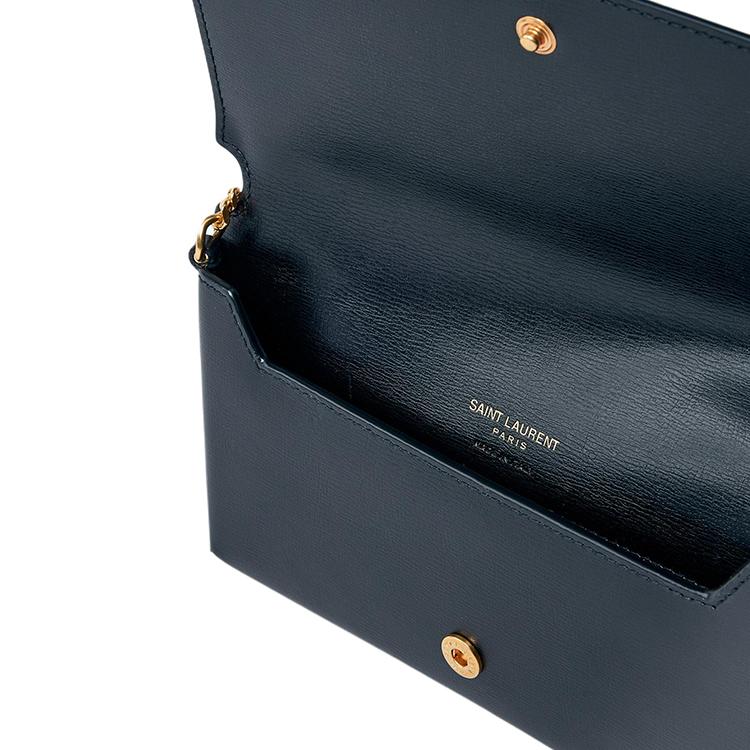 Saint Laurent Ysl Cassandre Logo Botão Fechamento Couro Crossbody Bolsa de Ombro Feminina Bolsas Preto 820175-0U40J-1000