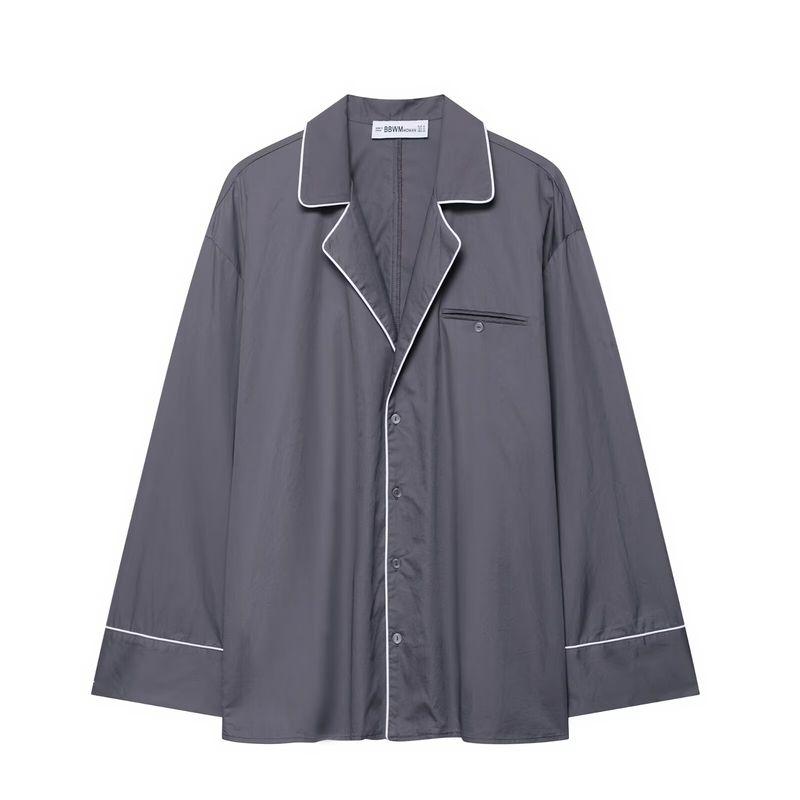 Zbzr Spring New Women Clothes Trim Poplin Lapel Long Sleeve Shirts Shorts Set 5063116 1255535