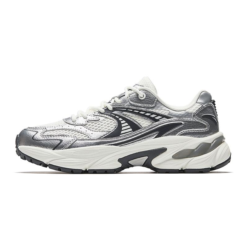 ANTA Women s Qianxi Retro Chunky Dad Shoes Silver White Black Dark Grey 922528802-5 38.5