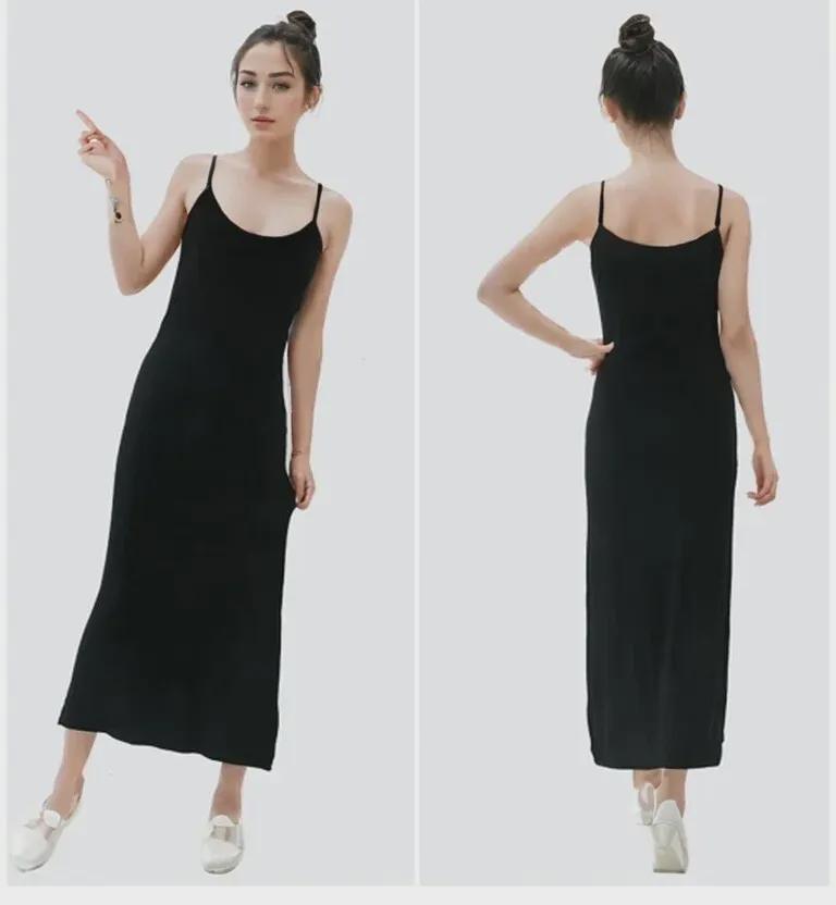 Women's Modal Suspender Skirt: Slim Fit, Sleeveless, Mid-Length, Anti-See-Through Lining.