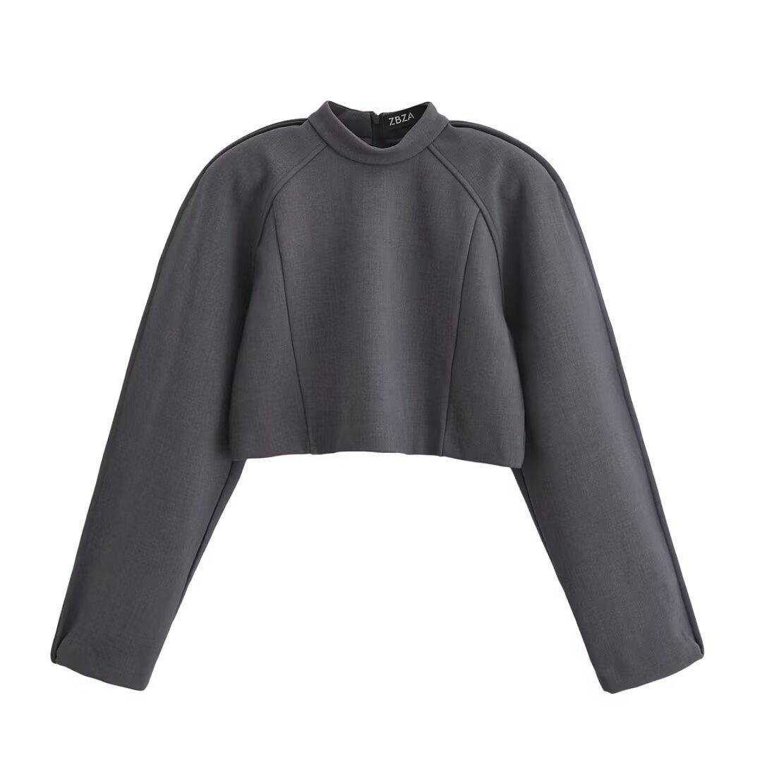 

2024 Осень Женский Европейско-Американский Стиль Полувысокий Воротник Пышный Топ и Длинные Брюки Large