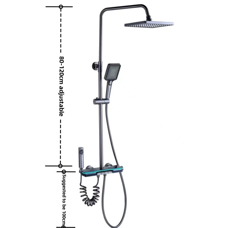 Digital Temperature Display Bathroom Shower Full Set Bathtub Shower System Rainfall LED Shower Sets Hot Cold Mixer Shower Faucet