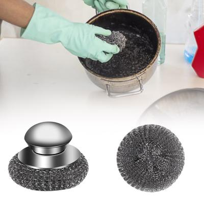 1 conjunto Esfregões de Palha de Aço Duráveis com Cabo Ergonômico para Remover Gordura Persistente e Ferrugem Uso Profissional