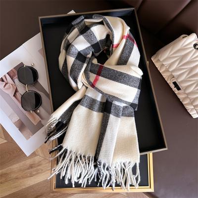 Women Men Winter Plaid Cashmere Like Blanket Scarf Design Thick Warm Pashmina Shawl Wraps With Tassel Poncho Stoles Echarpe