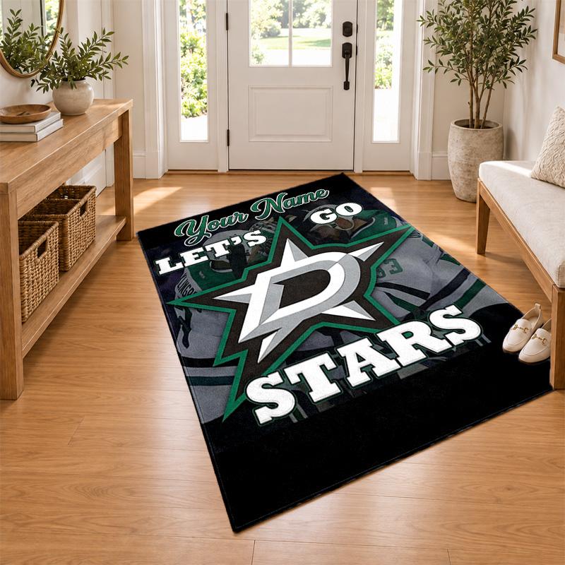 Dallas Stars Custom Name Personalized Rug Non‑Slip Doormat Floor Carpet Housewarming Birthday Gift for Family Friends