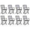 vidaXL Folding Chairs, 8 Pieces, with Cushions, Made of Solid Acacia Wood
