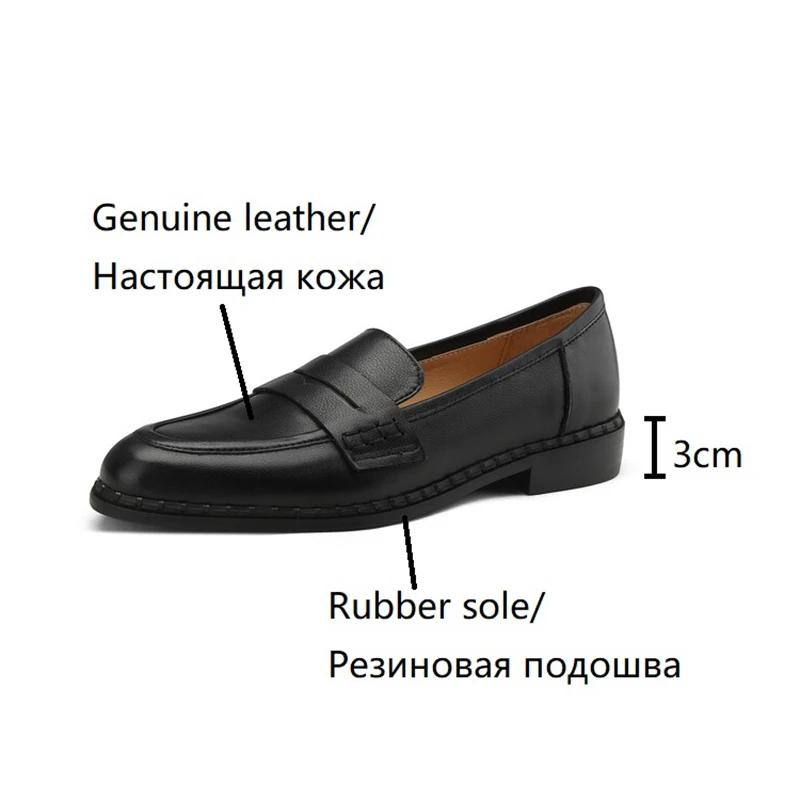Fashion NEW Spring/Autumn Women Loafers Genuine Leather Shoes for Women Square Toe Low Heel Women Pumps Concise Retro Soft Black Shoes