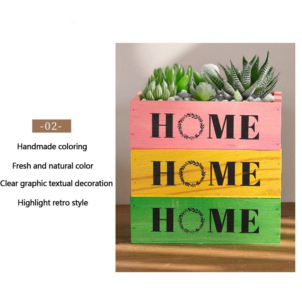 High Quality Creative Flowerpot Rectangle Vintage Succulent Boxes Natural Wooden Decor Pots