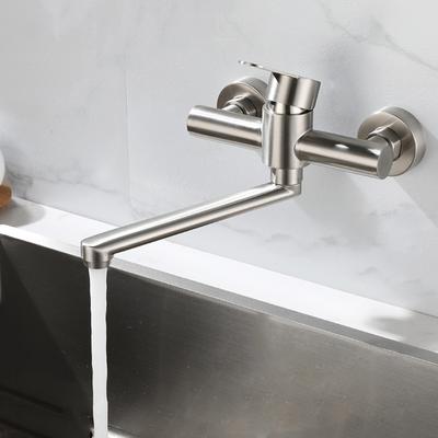 Kitchen Faucet 304 Stainless Steel Kitchen Sink Faucet Wall-Mounted Hot Cold Water Mixer Mop Pool Laundry Pool Basin Sink Taps