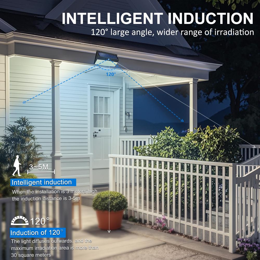 138/368 LED Solar LightsOutdoor Solar Motion Sensor Wall Lights 3 Modes Solar Powered Security Fence Lights Waterproof Garden