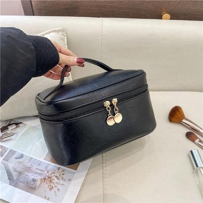 MDNG Solid Color PU Leather Cosmetic Bag