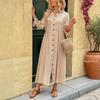 2025 Retro Elegant Striped Dress with Waist-Cinching Buttons