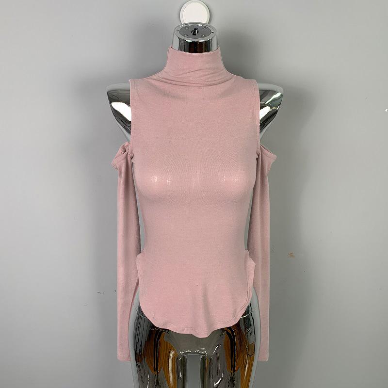 Korejský zeštíhlující top s výstřihem odhalujícím ramena a dlouhým rukávem pro ženy