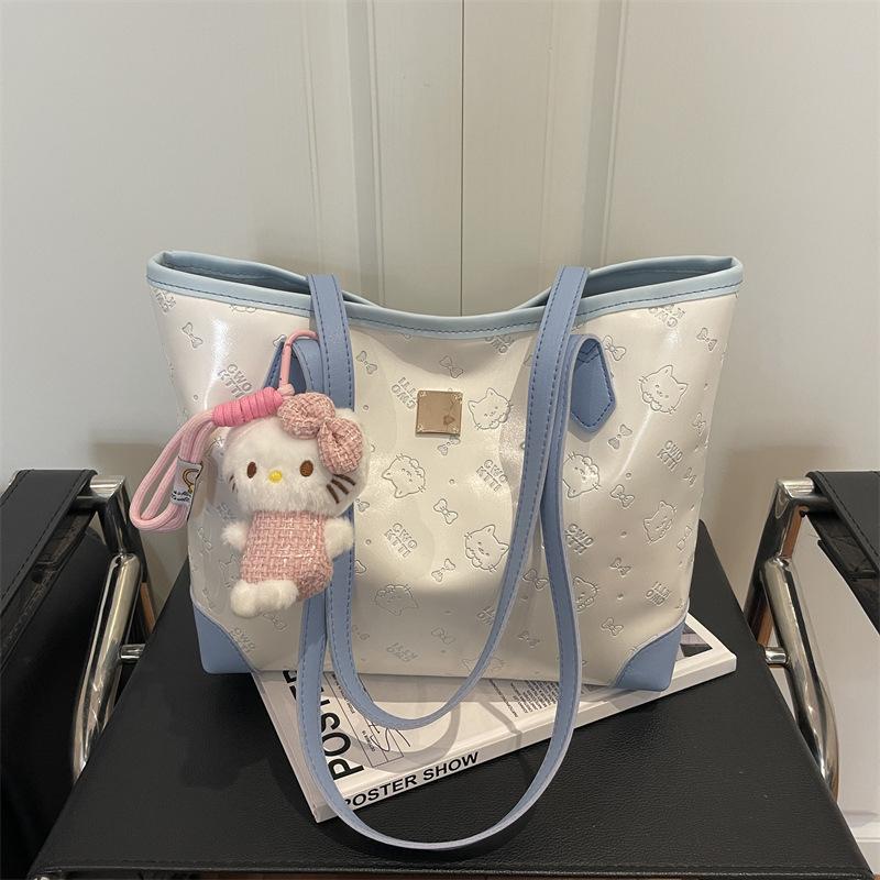 

. New fashion and versatile shoulder bag women s high-end niche design hand-to-arm tote bag cute girl No hanging ornaments синій