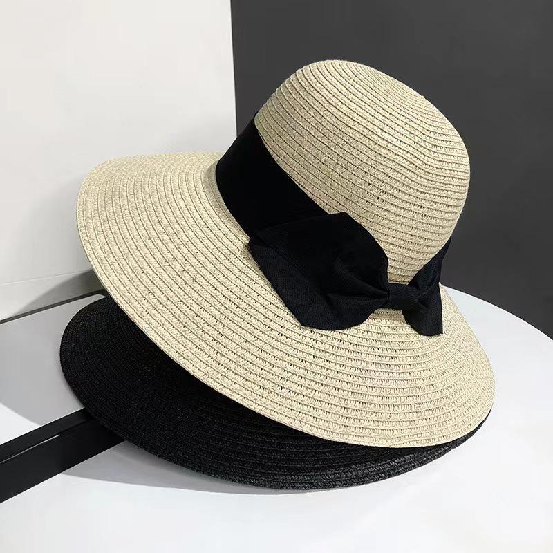 Summer Luxury Fashion Straw Hat Panama Hat Women Top Hat Large Brim Sun Protection Cap Versatile Vacation Beach Hat Fascinator