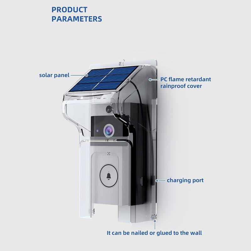 Smart Video Doorbell With Solar Charging, Wireless Hd Camera, Waterproof Rain Cover, Two-Way Audio, Real-Time Mobile Monitoring