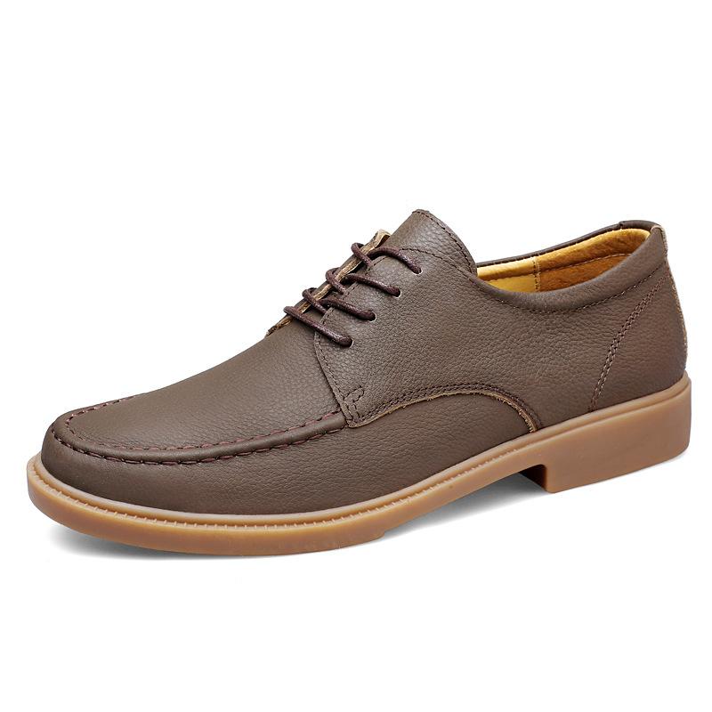British men's casual leather shoes men's leather soft sole comfortable and breathable low-top tooling shoes large size men's shoes 45 46 47