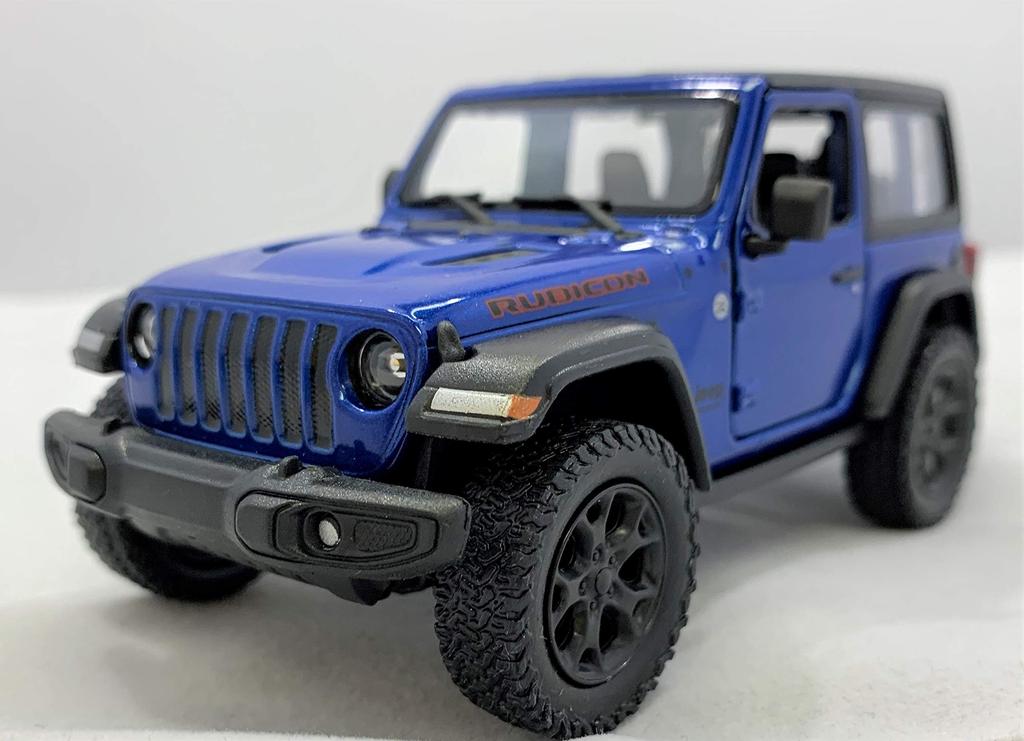 KiNSMART 2018 Jeep Wrangler Pullback Miniature Car 1/34 (Blue Hardtop)