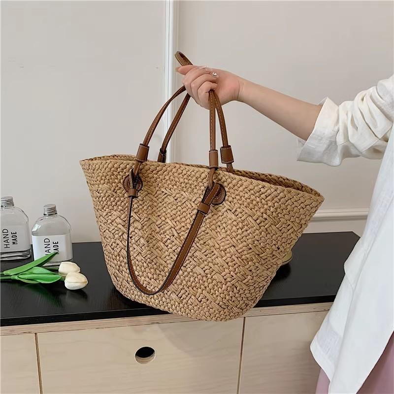 Women's Large Capacity Shoulder Bag Summer Straw Woven Basket Handbag Fashion Female Luxury Designer Beach Bag Bali Shopper Tote