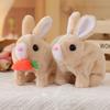 1Pc Realistic Bunny Toys Plush Electronic Stuffed Carrot Little White Rabbit Simulated Pet Walking Shaking Ears Educational Toy