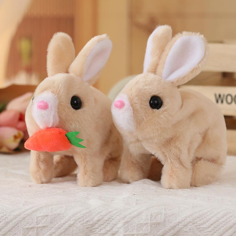 1Pc Realistic Bunny Toys Plush Electronic Stuffed Carrot Little White Rabbit Simulated Pet Walking Shaking Ears Educational Toy