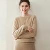 Women's 100% Pure Cashmere Round Neck Seamless Knit Sweater with Raglan Sleeves