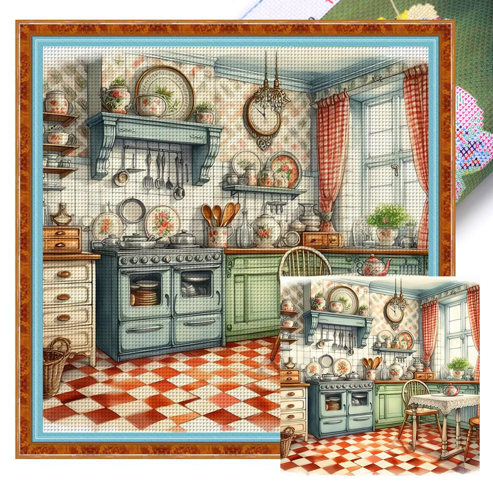 

Full Embroidery Eco-cotton Thread 11CT Printed Kitchen Cross Stitch Kit Art