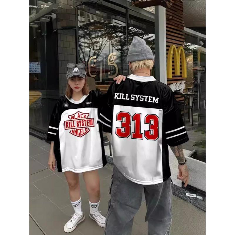 Unisex Casual Loose Fit American High Street Basketball Jersey T-shirt