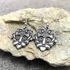 Vintage Norse Loki Earrings Stainless Steel Vikings Mask Odin Amulet Punk Jewelry for Women Men