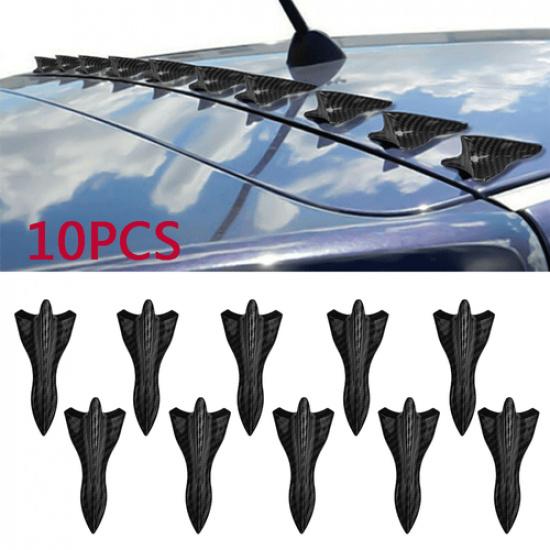 Accessories Car Roof Shark Fin Decorative Sticker Carbon Fiber Decors 10PCS