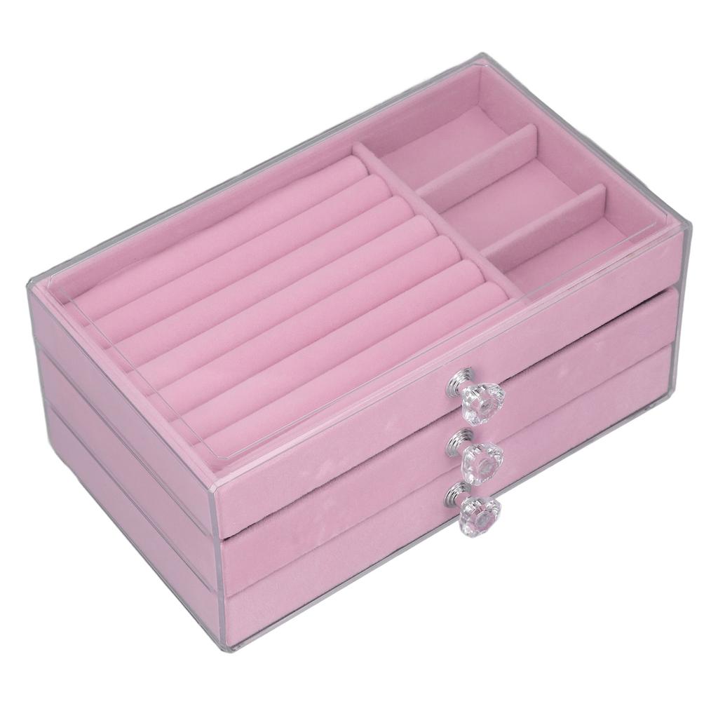 Acrylic Jewelry   3 Drawers Storage Box Transparent Jewelry Display Stand rrings Necklace Holder Case