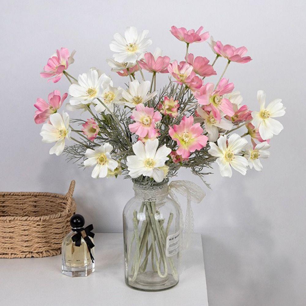Samtmaterial Künstliche Seidenblume 60CM Länge Gerbera-Stil Kunstseidenblume Beflockung Cosmos Künstliche Blume