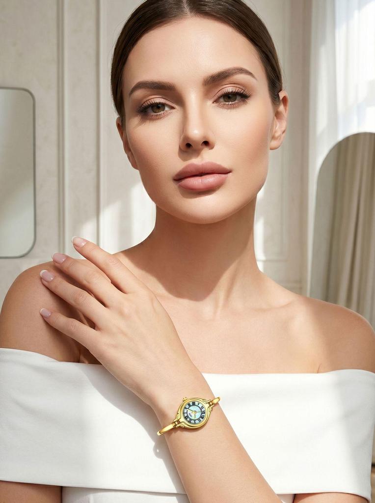 GEDI Women's Vintage Round Dial Thin Strap Waterproof Quartz Wristwatch