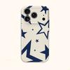 Abstract Navy Oversized Star Modern Geometric Art Protective Shockproof Film Aesthetic Bumper Phone Case Cover For iPhone 14 15 16 Pro Max Plus
