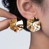 1 Pair of Exaggerated Style Pleated Iron Sheet Textured Smooth Women's Earrings with Exaggerated Personality