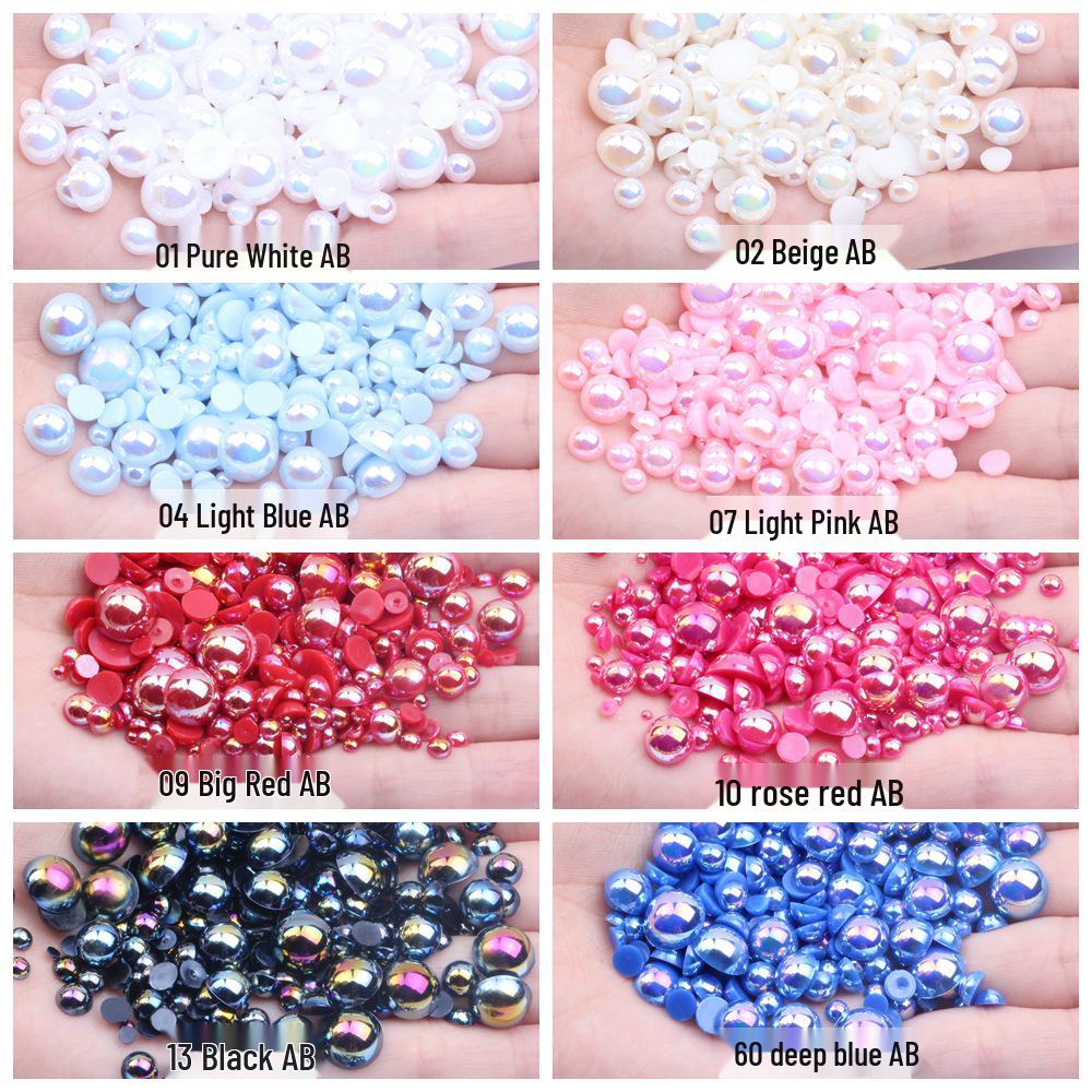 Colorful Flat-Bottomed Semi-Round ABS Imitation Pearls, 2-10mm, Mixed Sizes, 1000 Pieces for DIY Jewelry