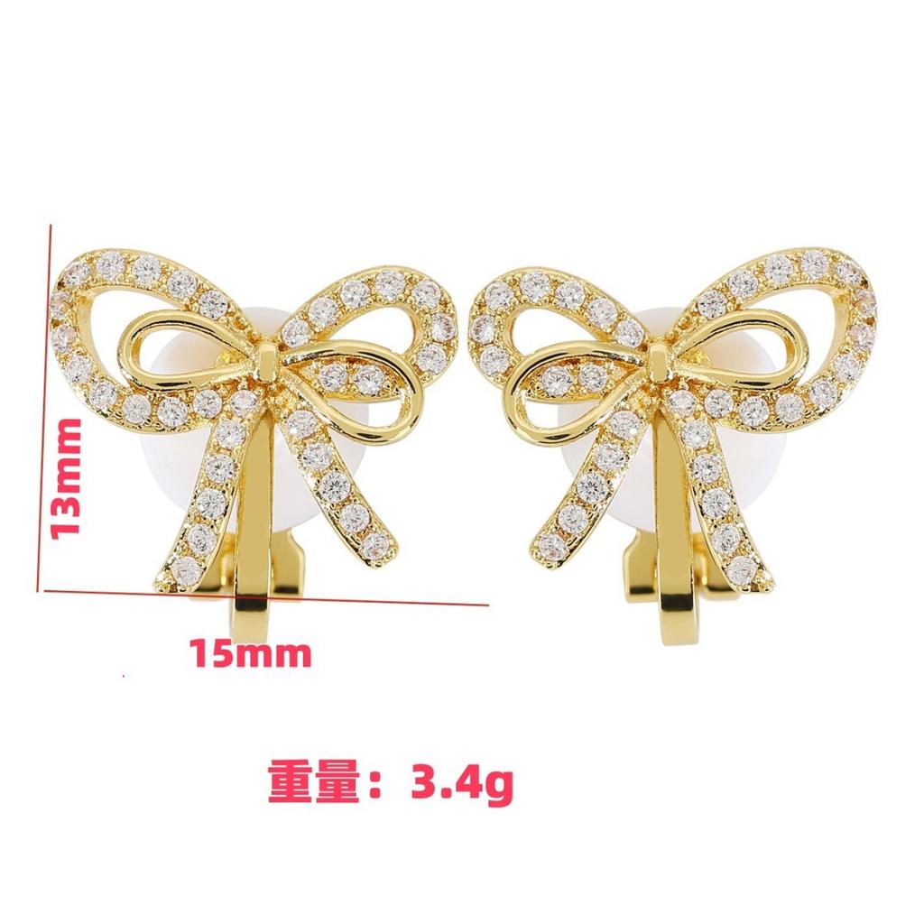 Sweet Bow Zircon Ear Clips Niche Design High End Light Luxury Fashionable Earrings For Women Elegant And Trendy Jewelry